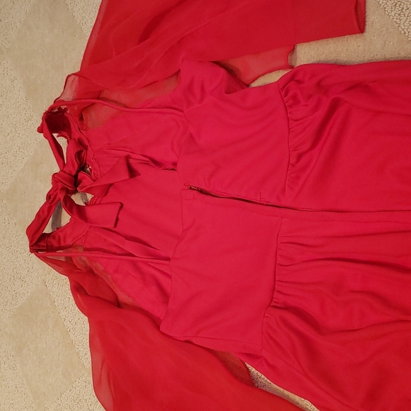 Vintage Red Mock Halter Dress, Sz S - Picture 14 of 16